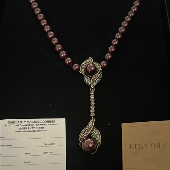 Heidi Daus Brown Pearls Necklace with Swarovski Crystals Pendant - Picture 2 of 2